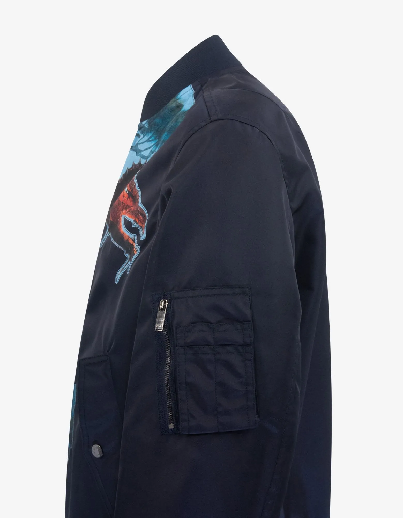 Navy Blue Dragons Garden Bomber Jacket