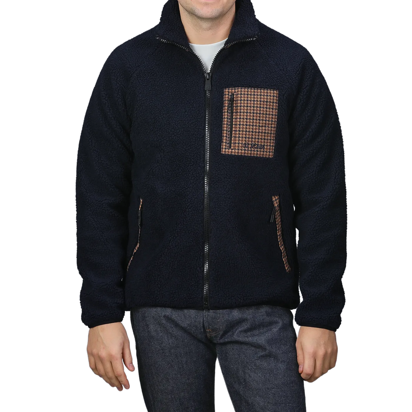 Navy Blue Sherpa Fleece Jacket