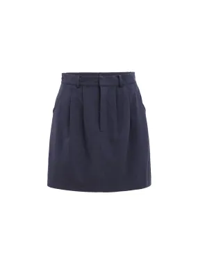 Navy pintuck mini skirt