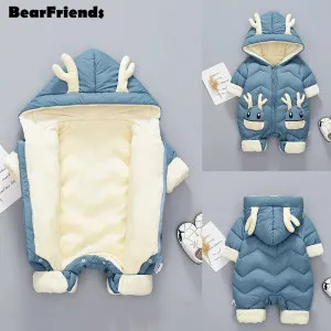 New born Baby Girl clothes Winter Snowsuit Plus Velvet Thick Baby Boys Jumpsuit 0-3 Years Romper boy Overalls Toddler Coat