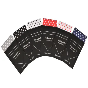 New Men's Polka Dots 100% Cotton Flat Pre Folded Pocket Square on Card - TheDapperTie