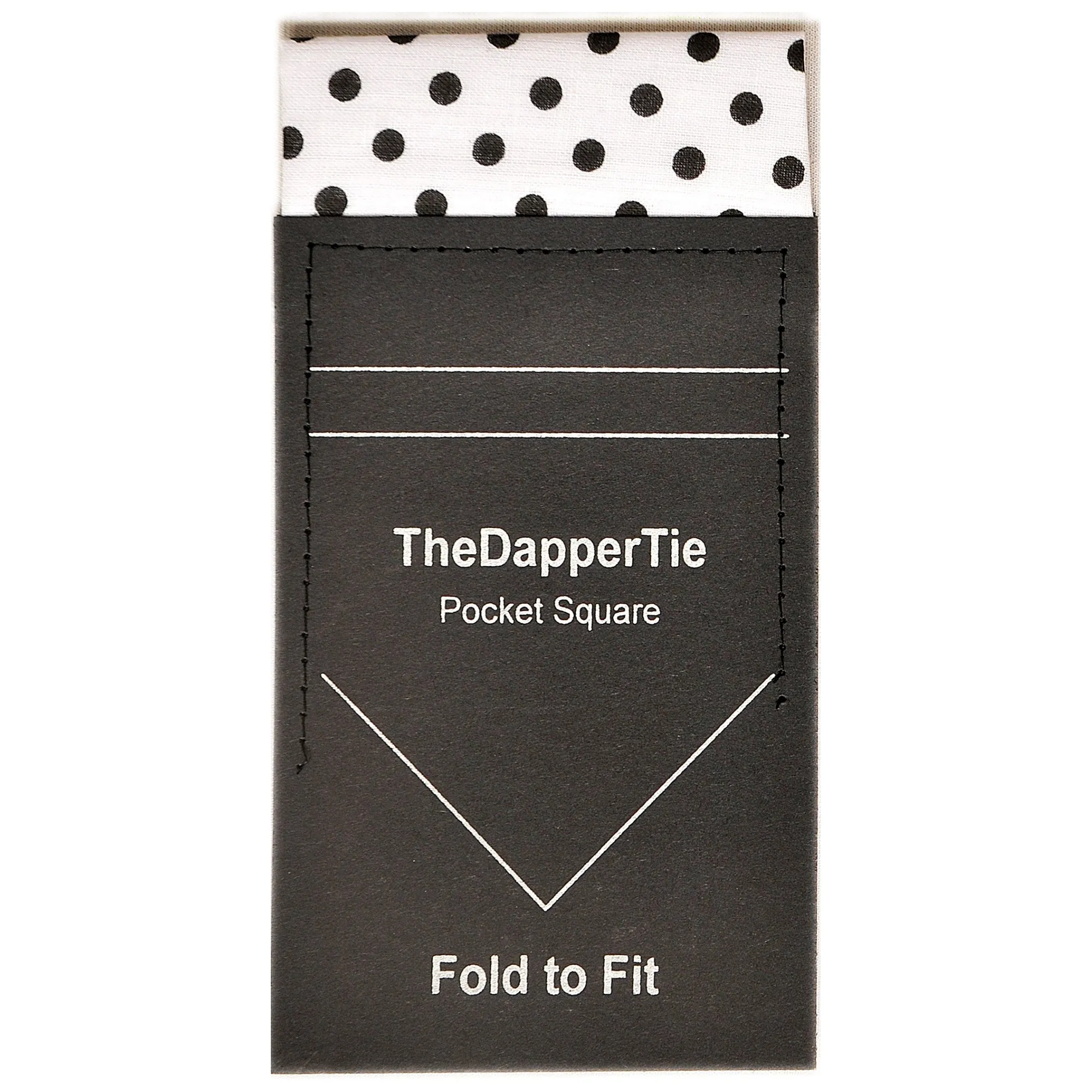 New Men's Polka Dots 100% Cotton Flat Pre Folded Pocket Square on Card - TheDapperTie