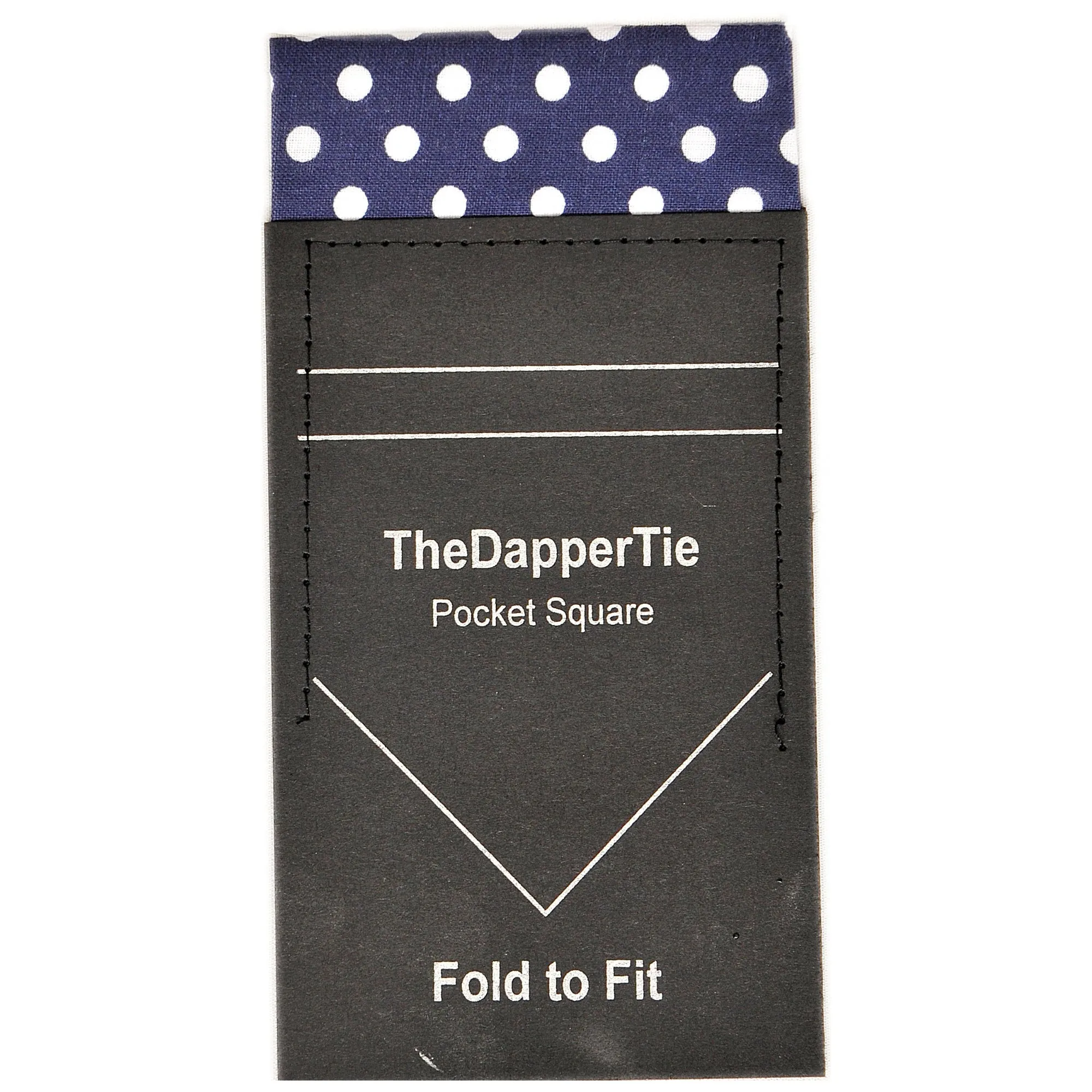 New Men's Polka Dots 100% Cotton Flat Pre Folded Pocket Square on Card - TheDapperTie