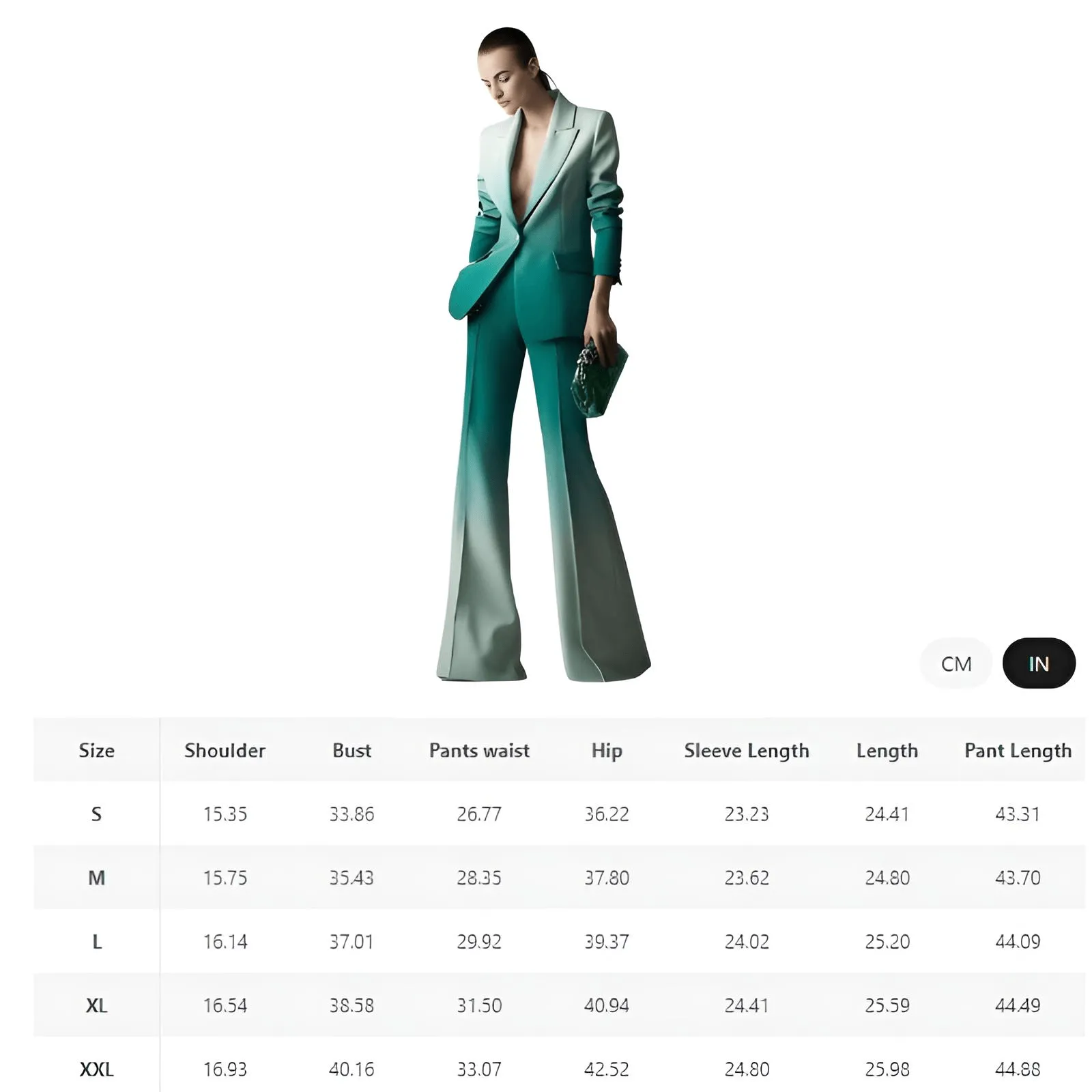 Newest Fashion Suit Set Single Button Blazer Gradient Color Women's Flare Pants Suit 2pcs