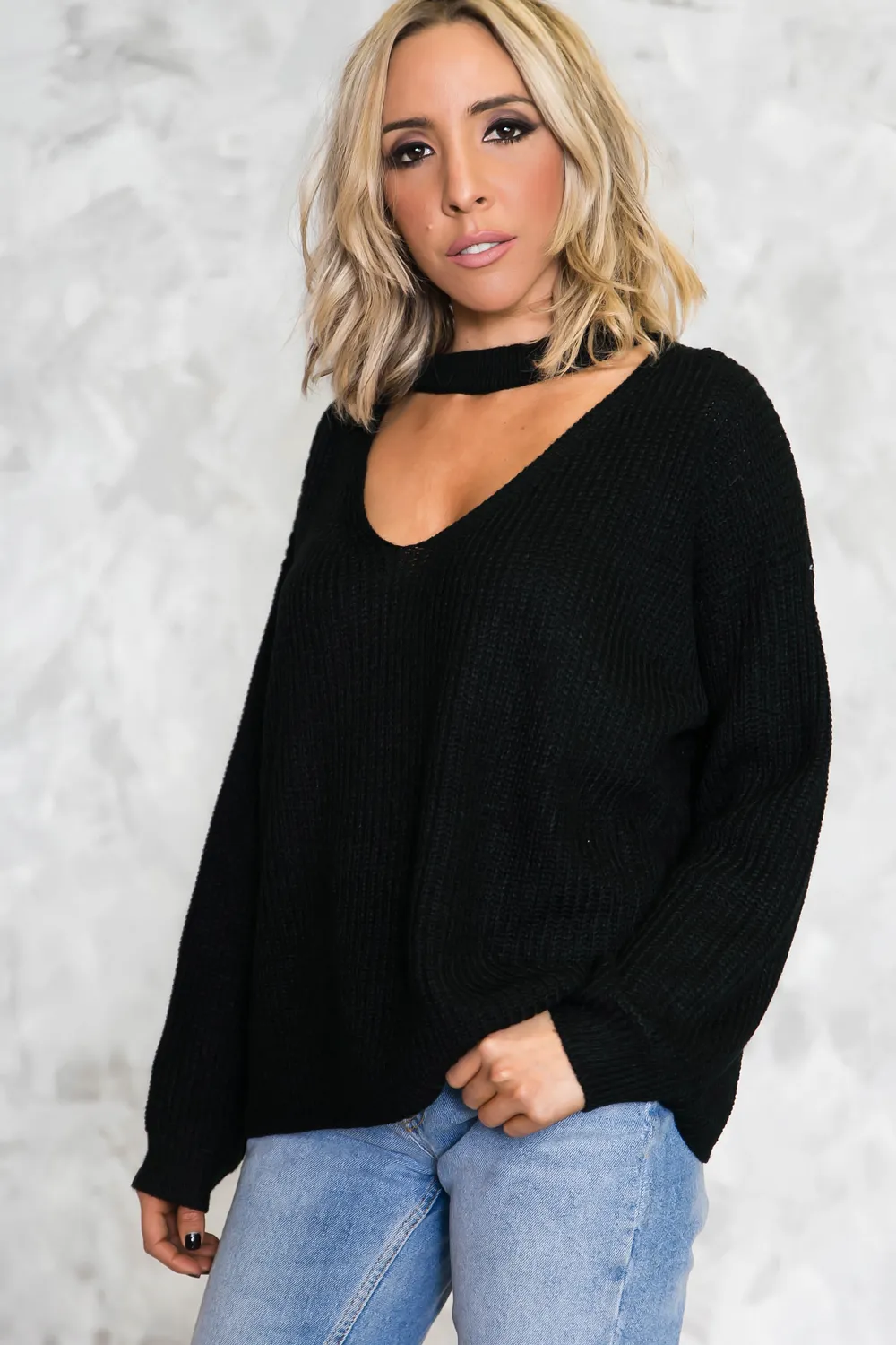 No Return Cutout Sweater - Black