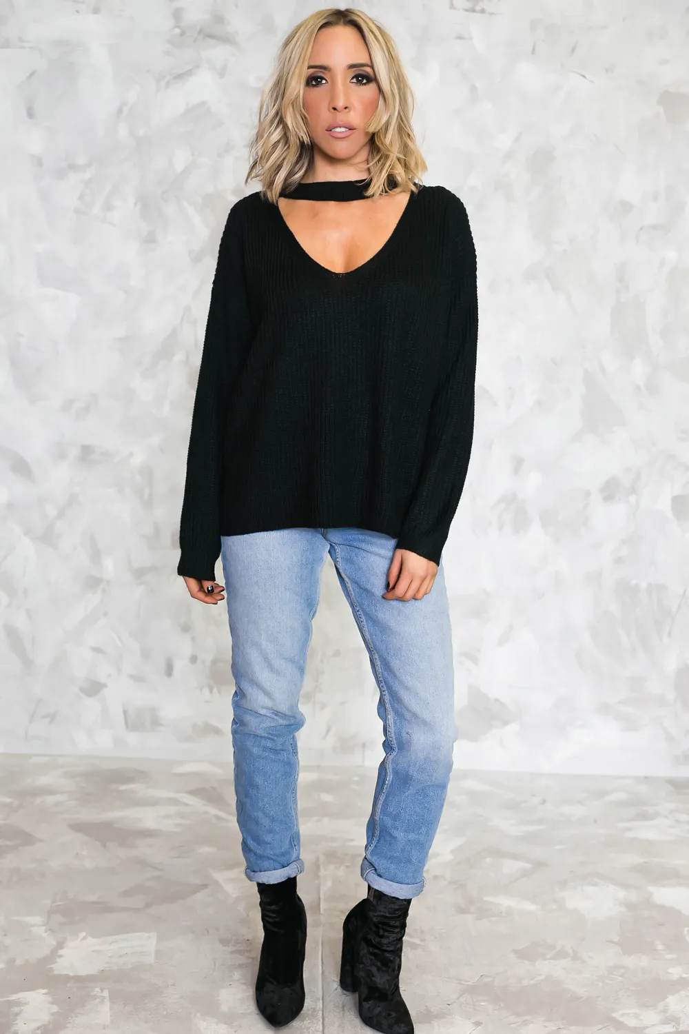 No Return Cutout Sweater - Black