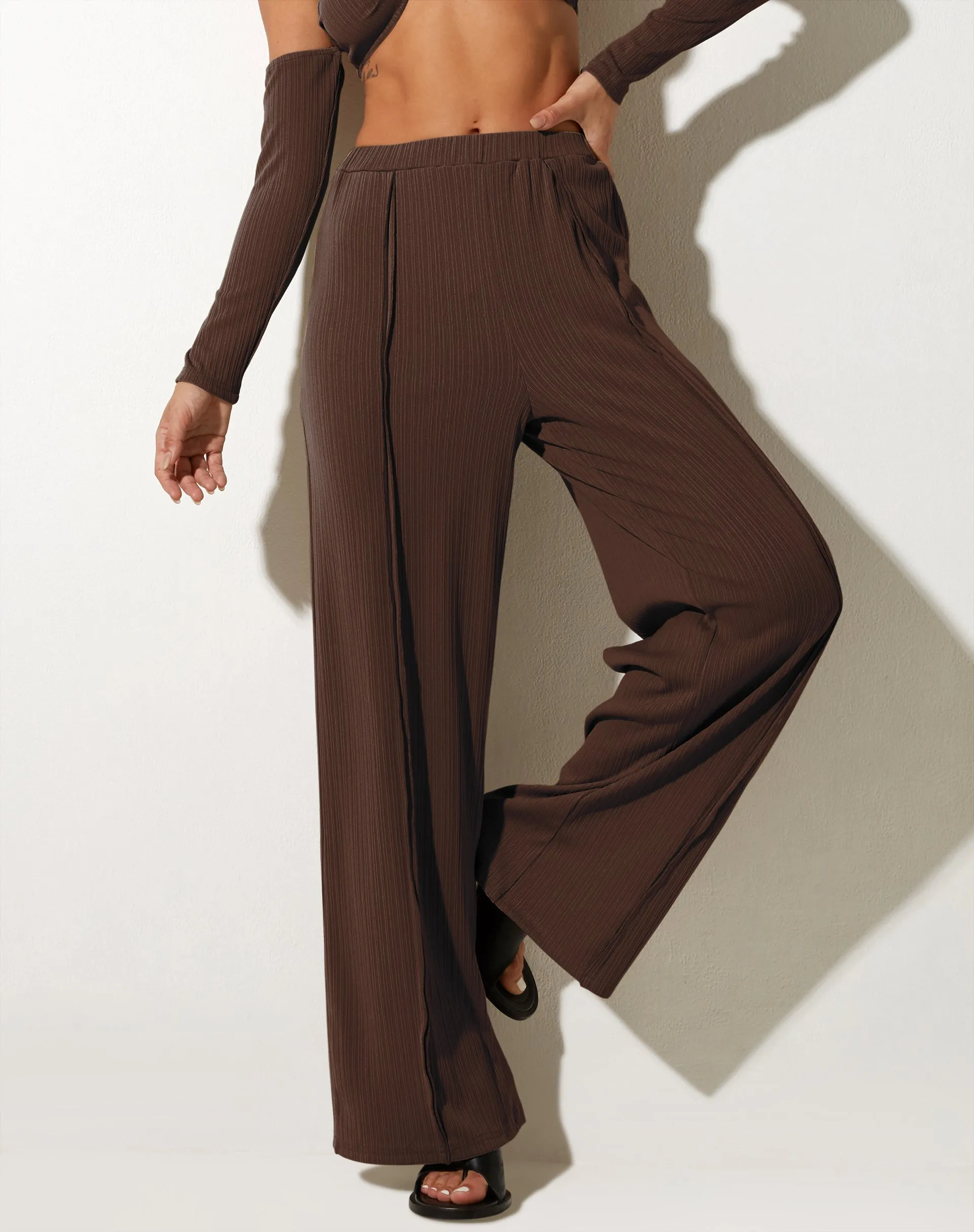 Obera Wide Leg Trouser in Bitter Chocolate