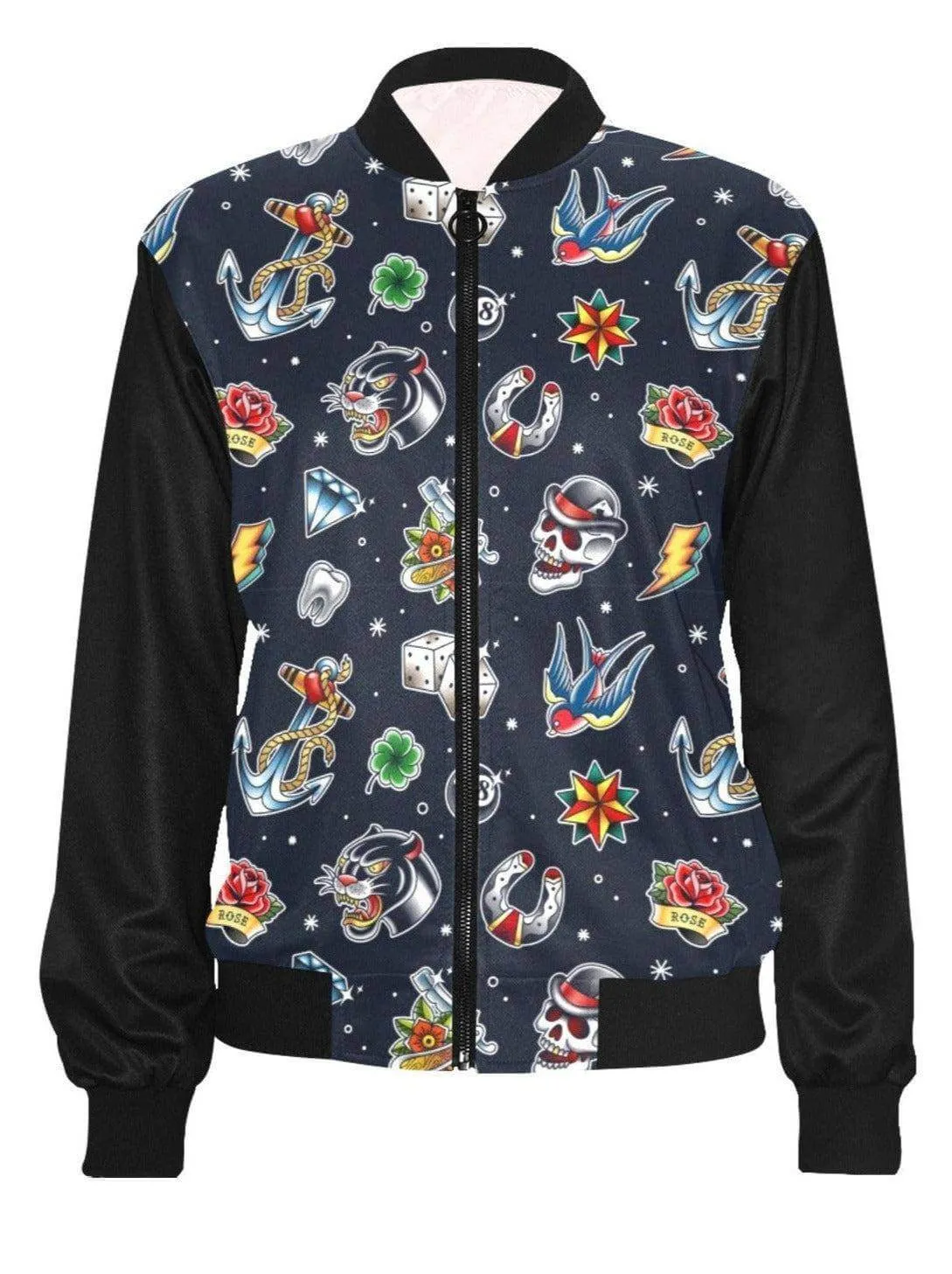 Old School Tattoo Womens Bomber Jacket