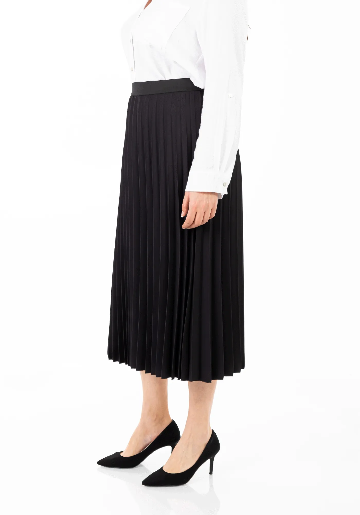 Oversized Accordion Plise Midi Pleated Skirt