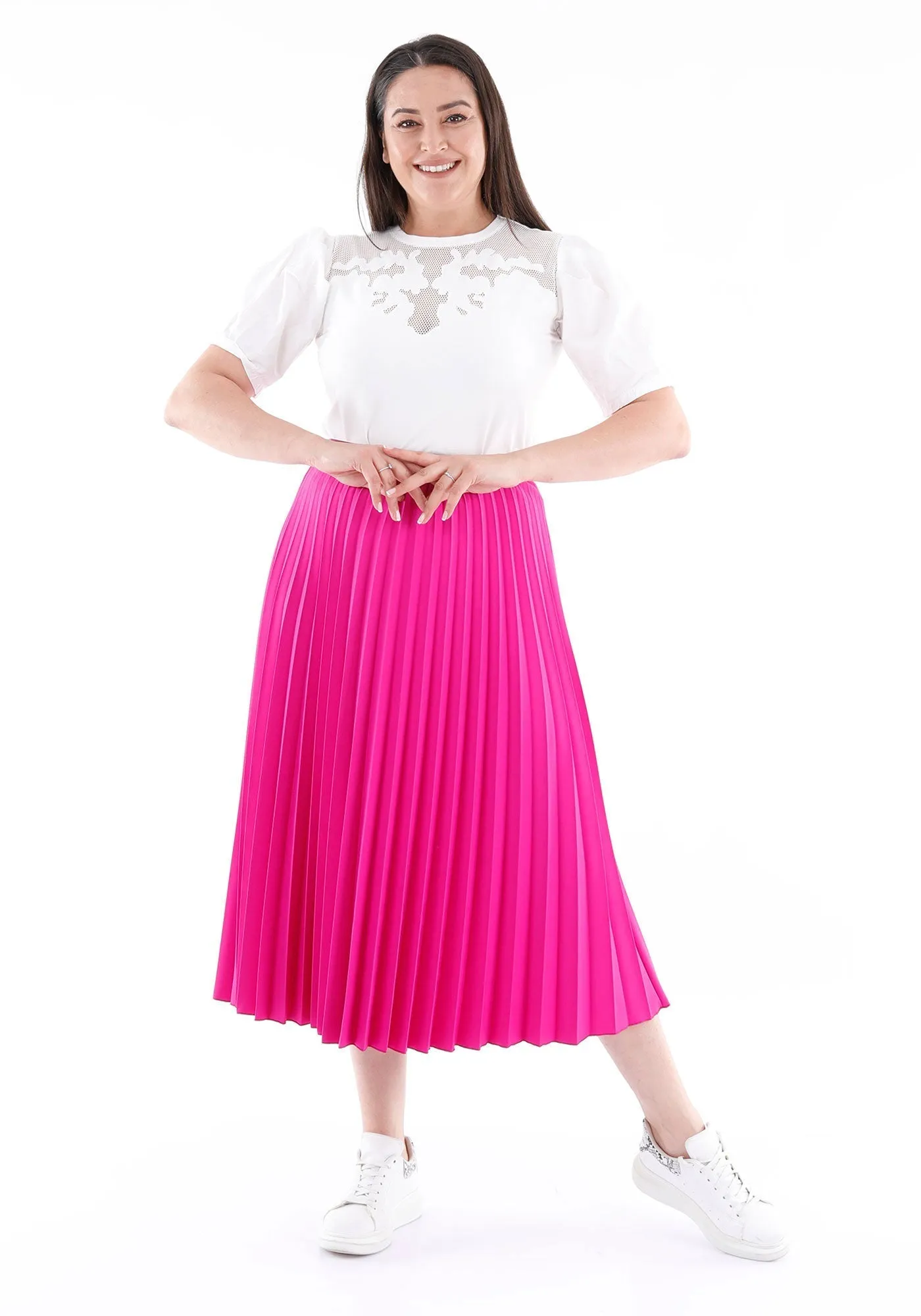 Oversized Accordion Plise Midi Pleated Skirt