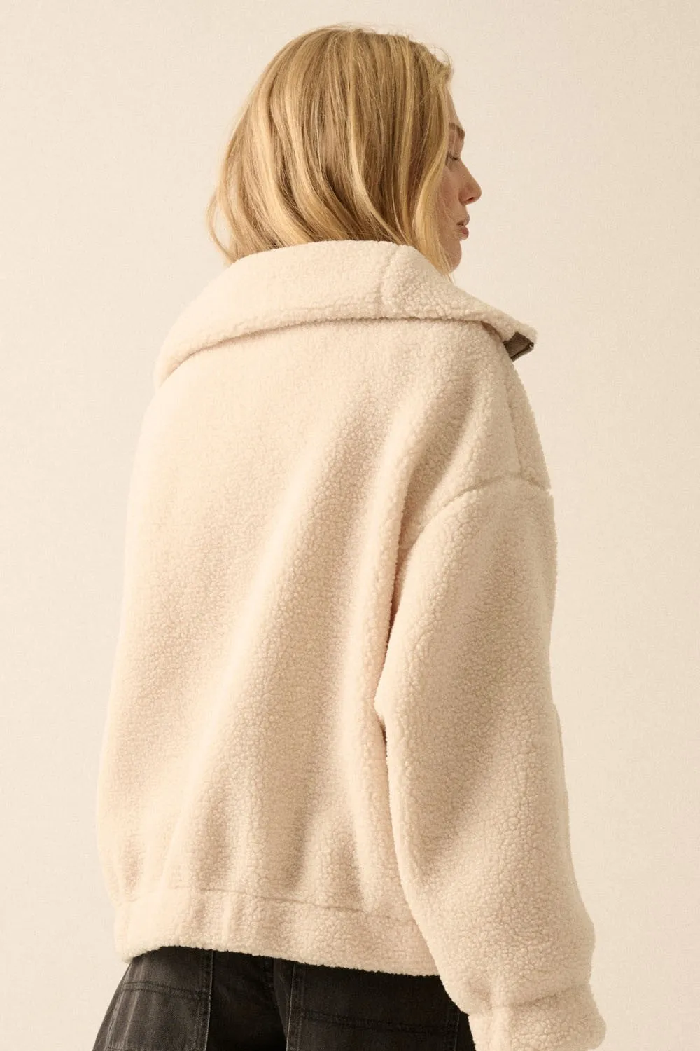 Oversized Sherpa Half Zip Pullover Jacket