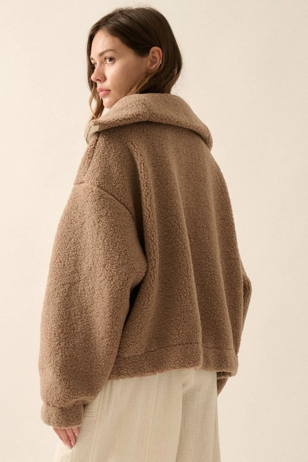 Oversized Sherpa Half Zip Pullover Jacket