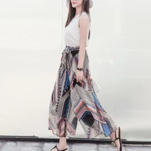 Pattern Flowy Wide Leg Pants