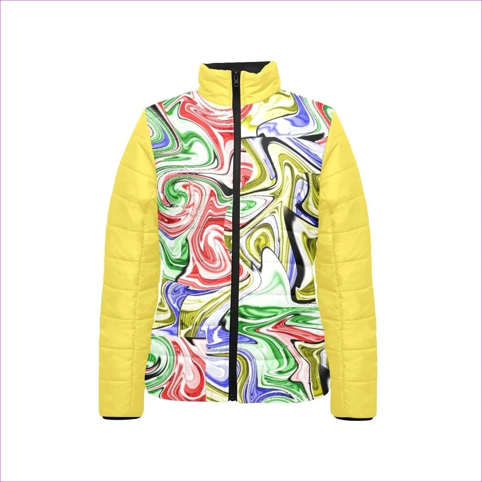 Picasso 2 Womens Stand Collar Padded Lightweight Bomber Jacket -yellow