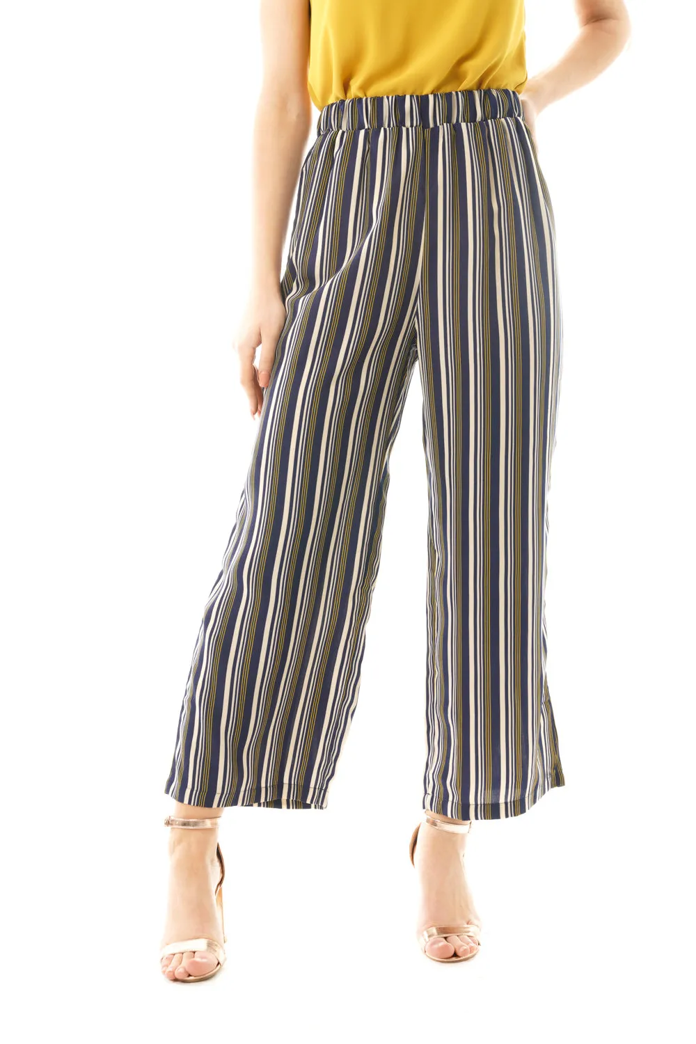 Pin Stripe Chiffon Wide Leg Culotte Trousers