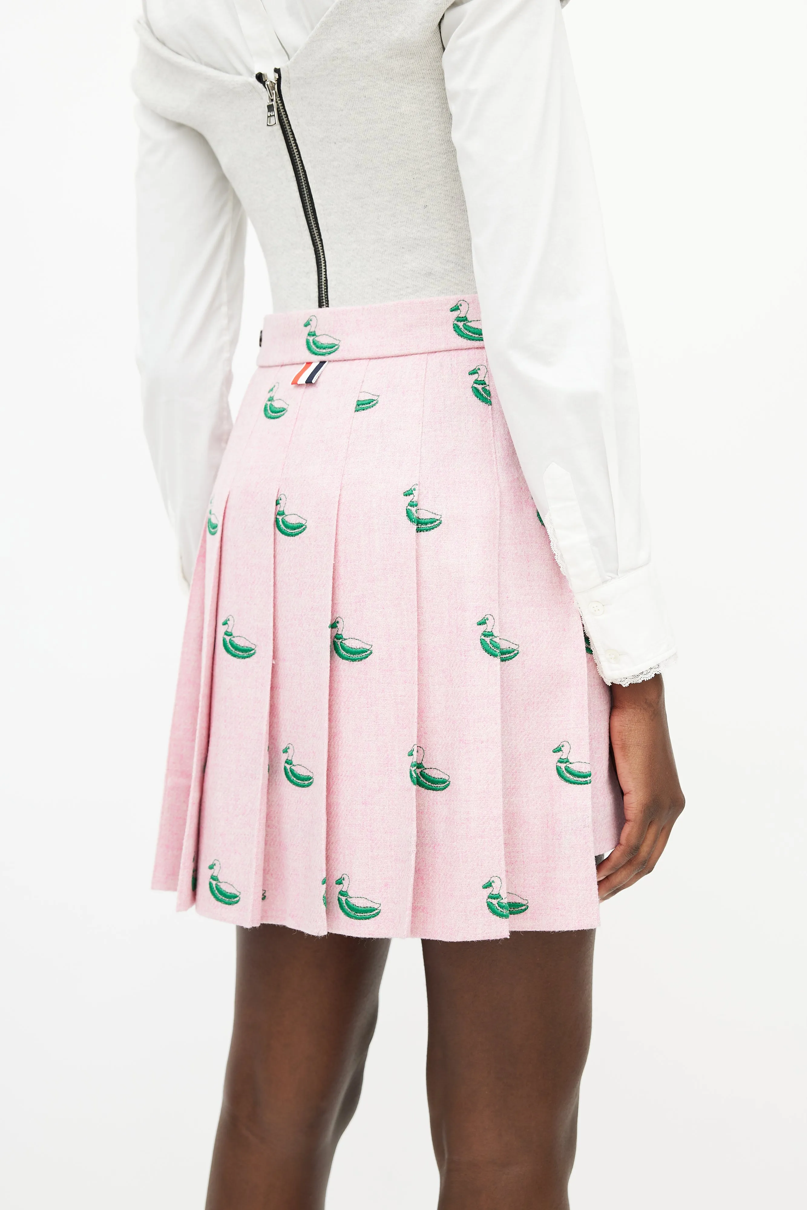 Pink & Green Pleated Duck Skirt