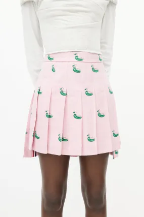 Pink & Green Pleated Duck Skirt