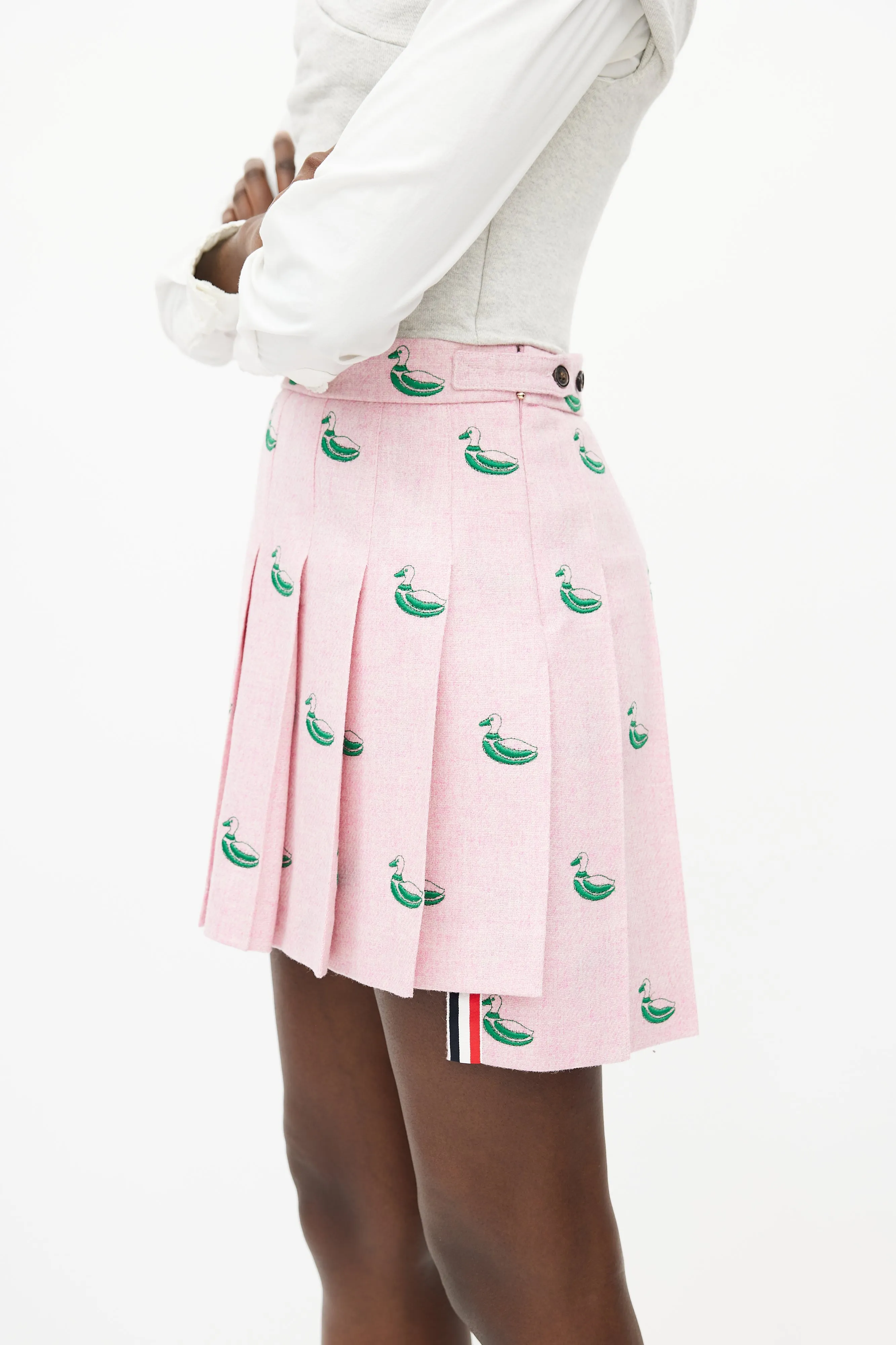 Pink & Green Pleated Duck Skirt