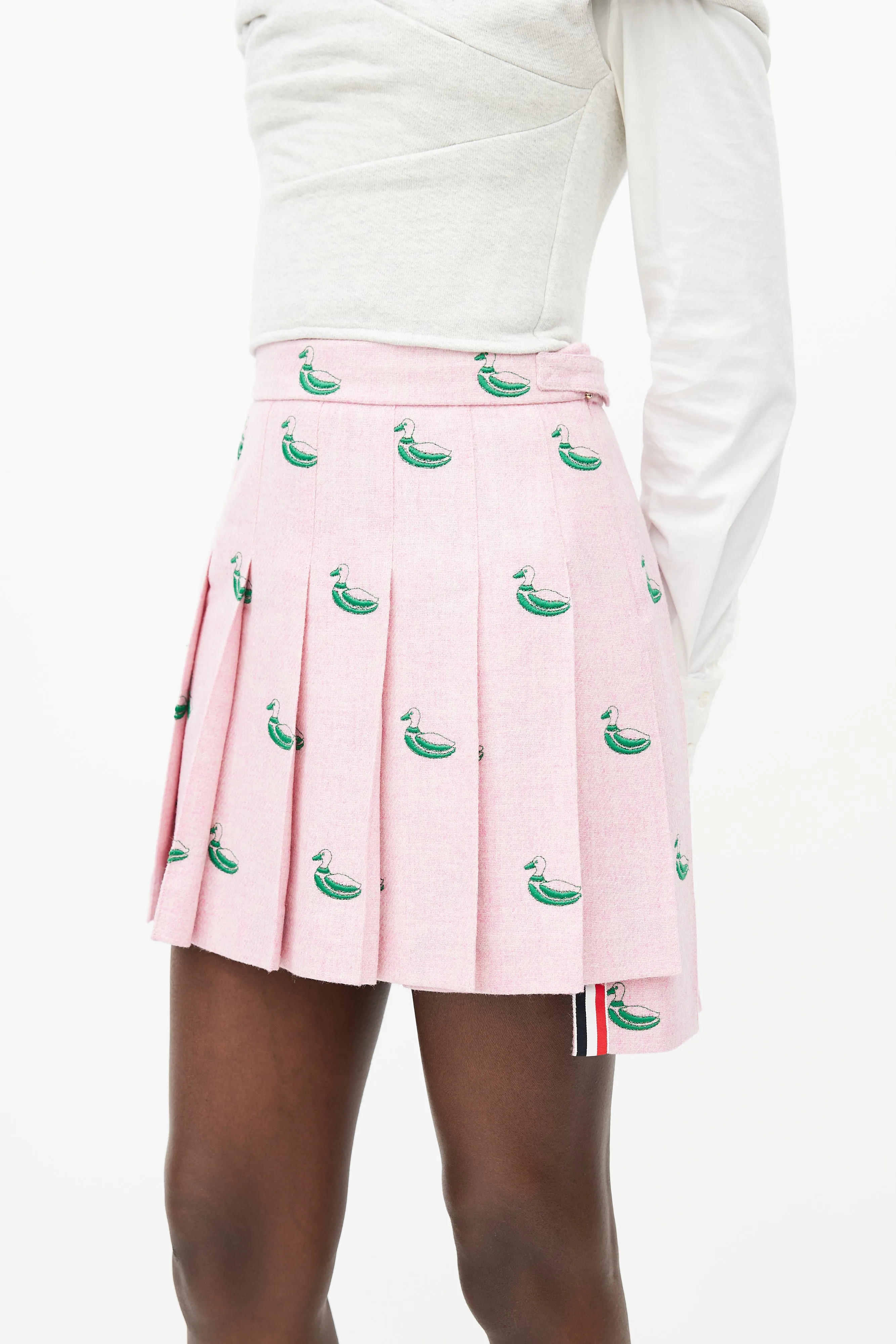 Pink & Green Pleated Duck Skirt