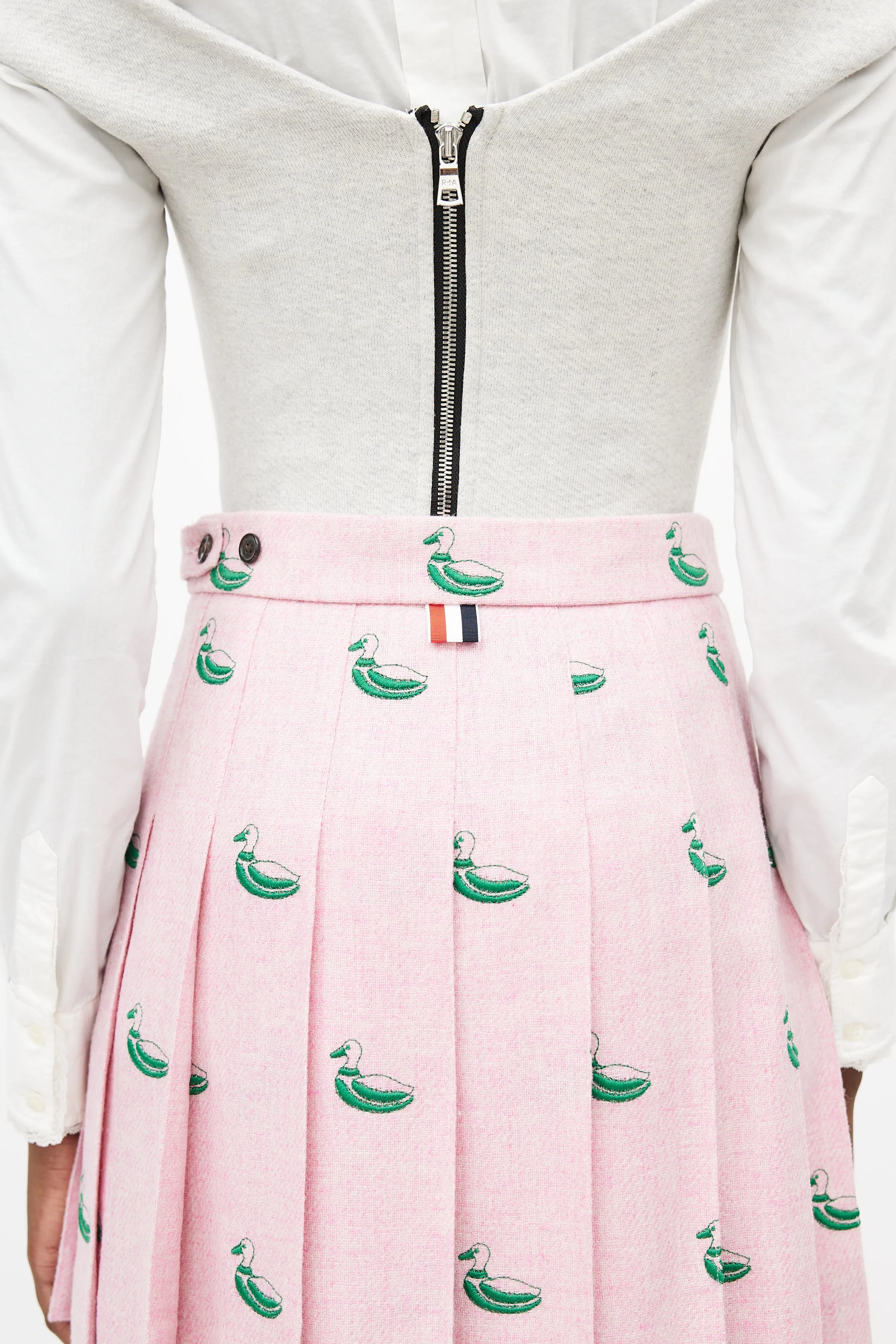 Pink & Green Pleated Duck Skirt