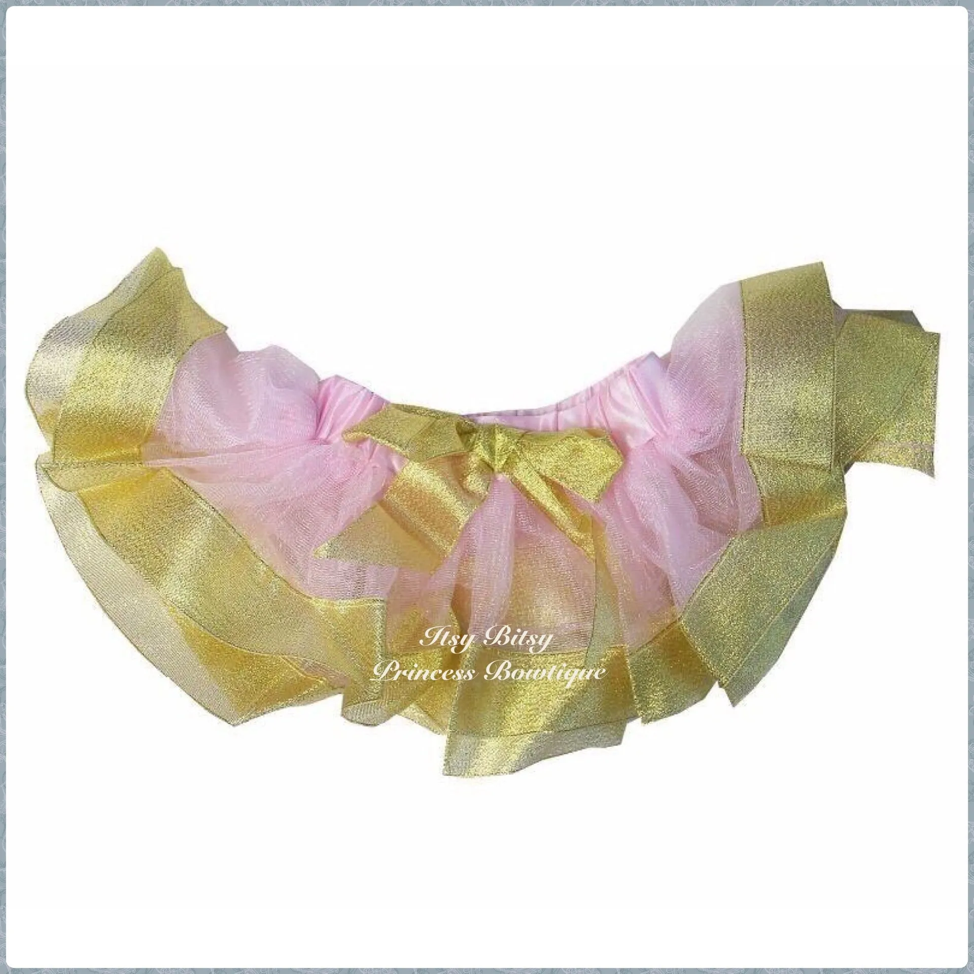 Pink and Gold Satin Trimmed Baby Tutu