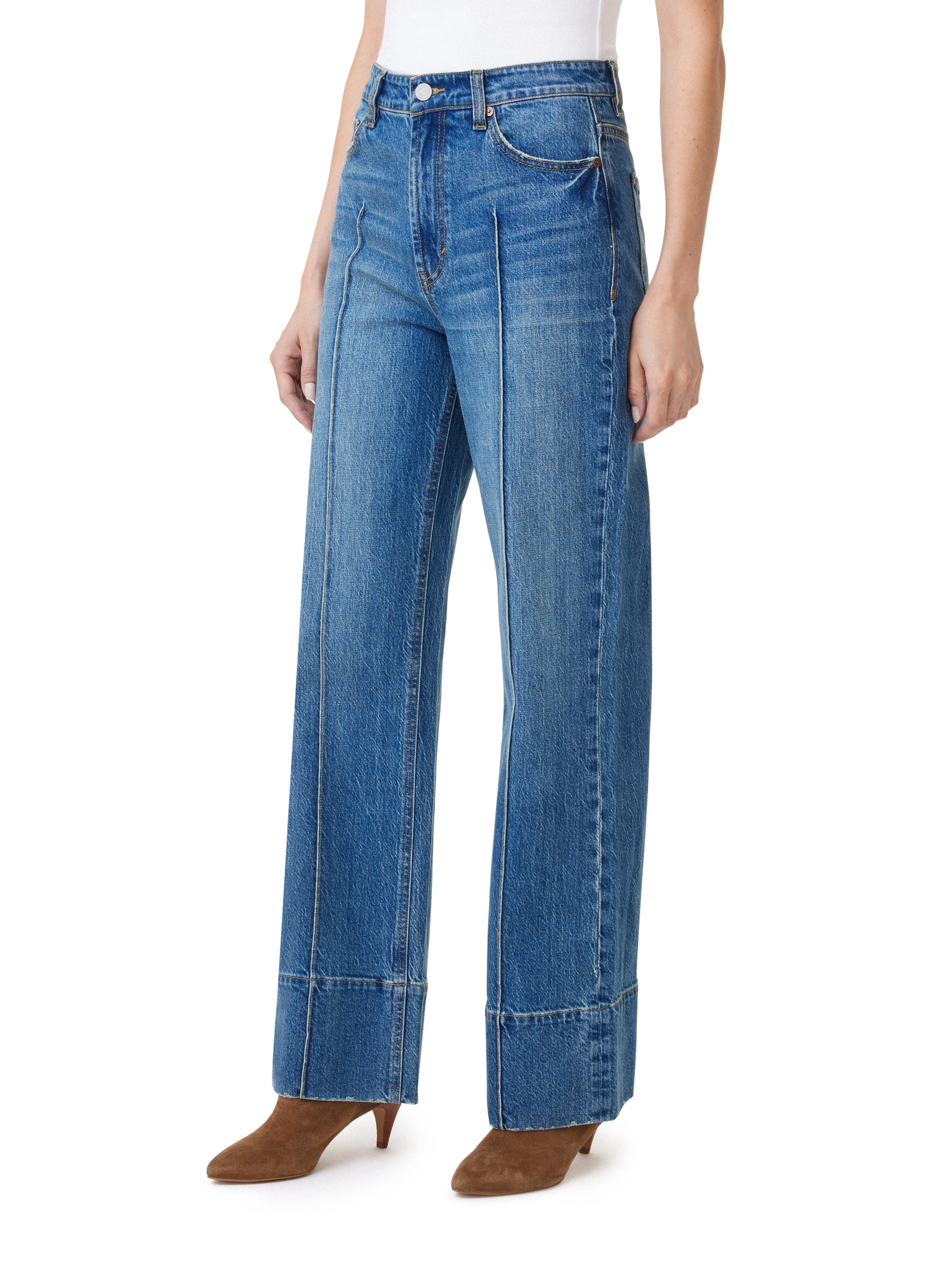 Pintuck Straight Leg Jeans