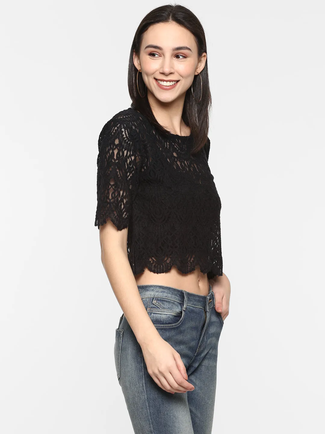 Porsorte | Crochet Black Crop Top