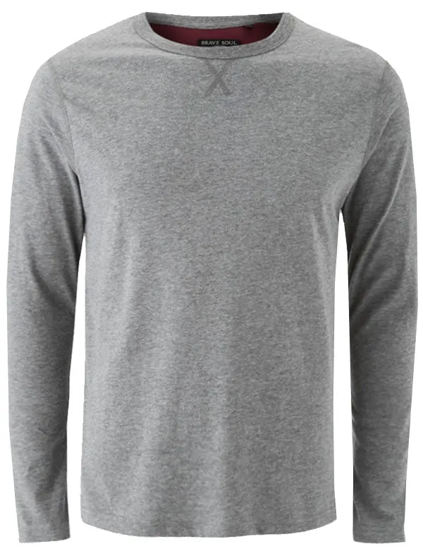 PragueC Long Sleeve Cotton Jersey Top in Mid Grey