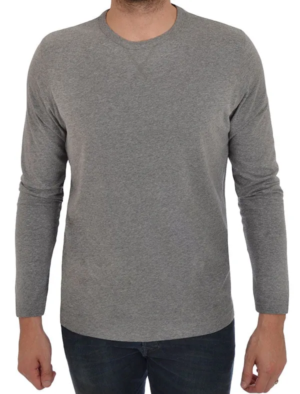 PragueC Long Sleeve Cotton Jersey Top in Mid Grey