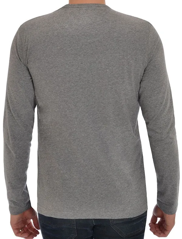 PragueC Long Sleeve Cotton Jersey Top in Mid Grey