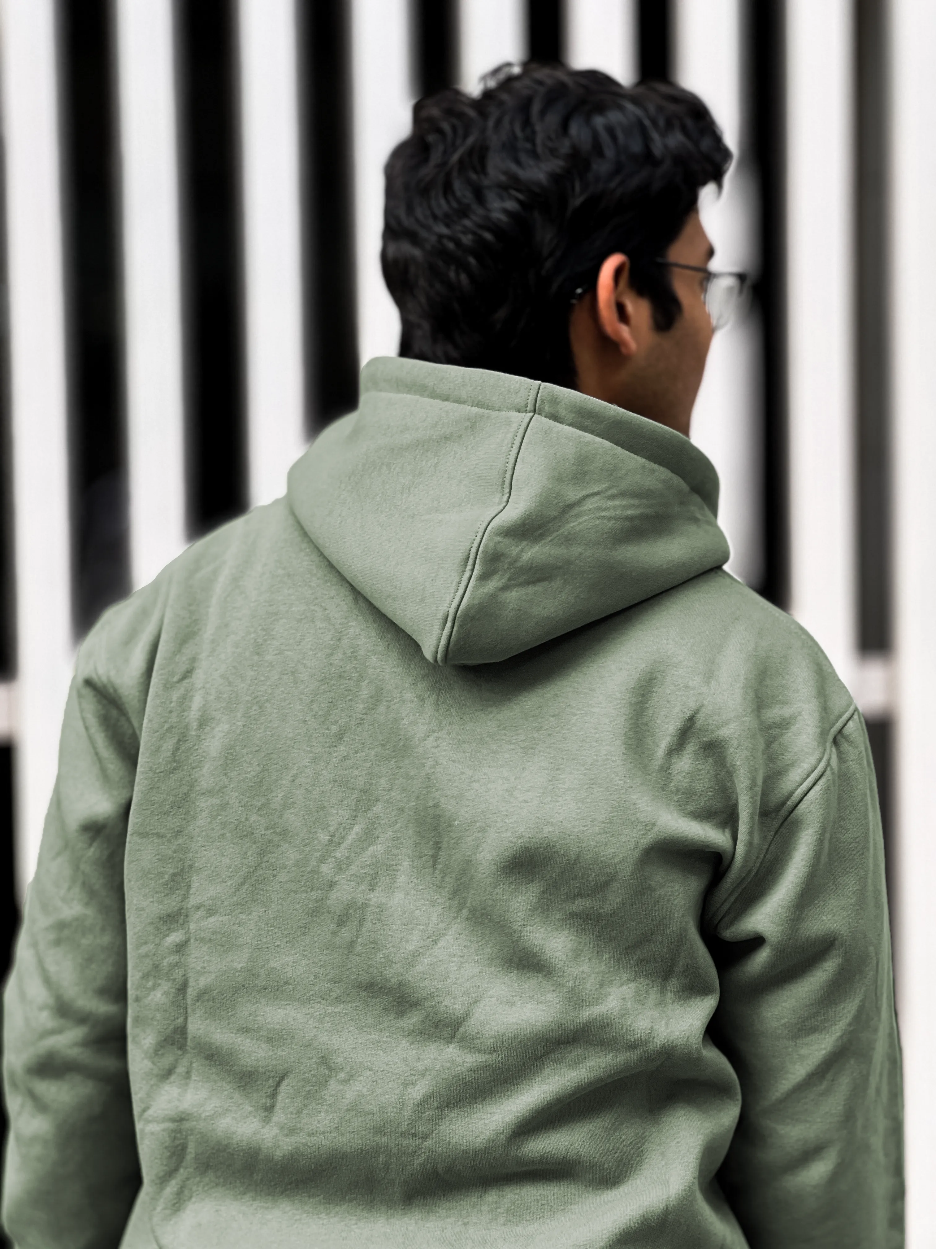 Premium Double Zip Plump Hoodie | Military Sage