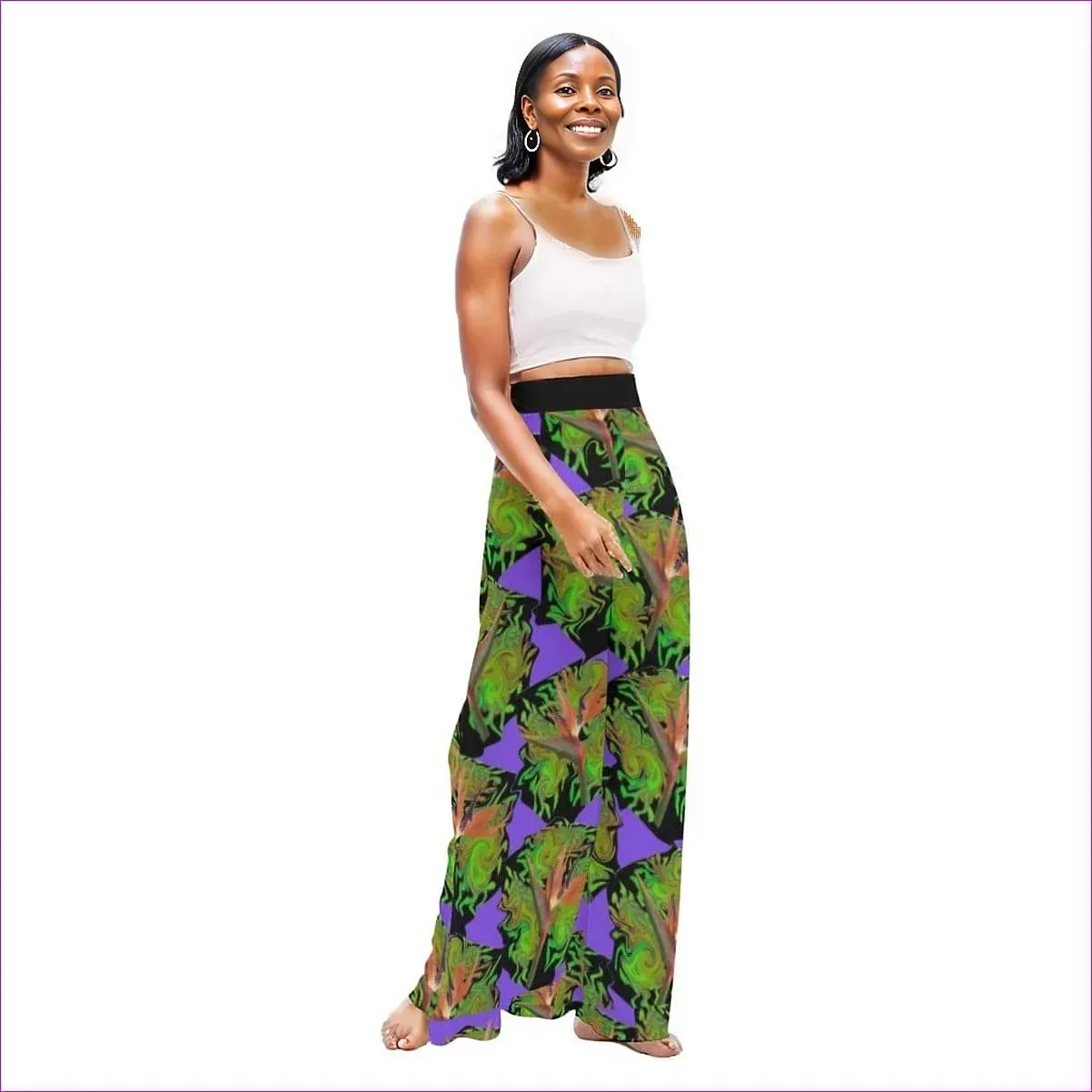 Psychedelic Paradise Womens High Waist Wide Leg Trousers