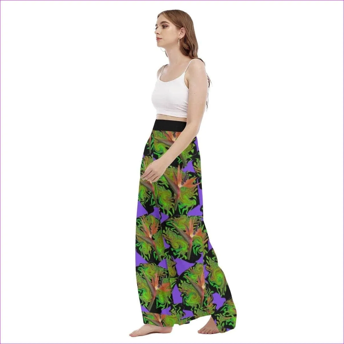 Psychedelic Paradise Womens High Waist Wide Leg Trousers