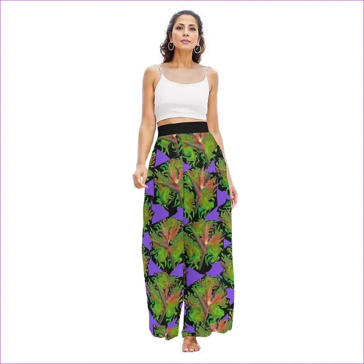 Psychedelic Paradise Womens High Waist Wide Leg Trousers