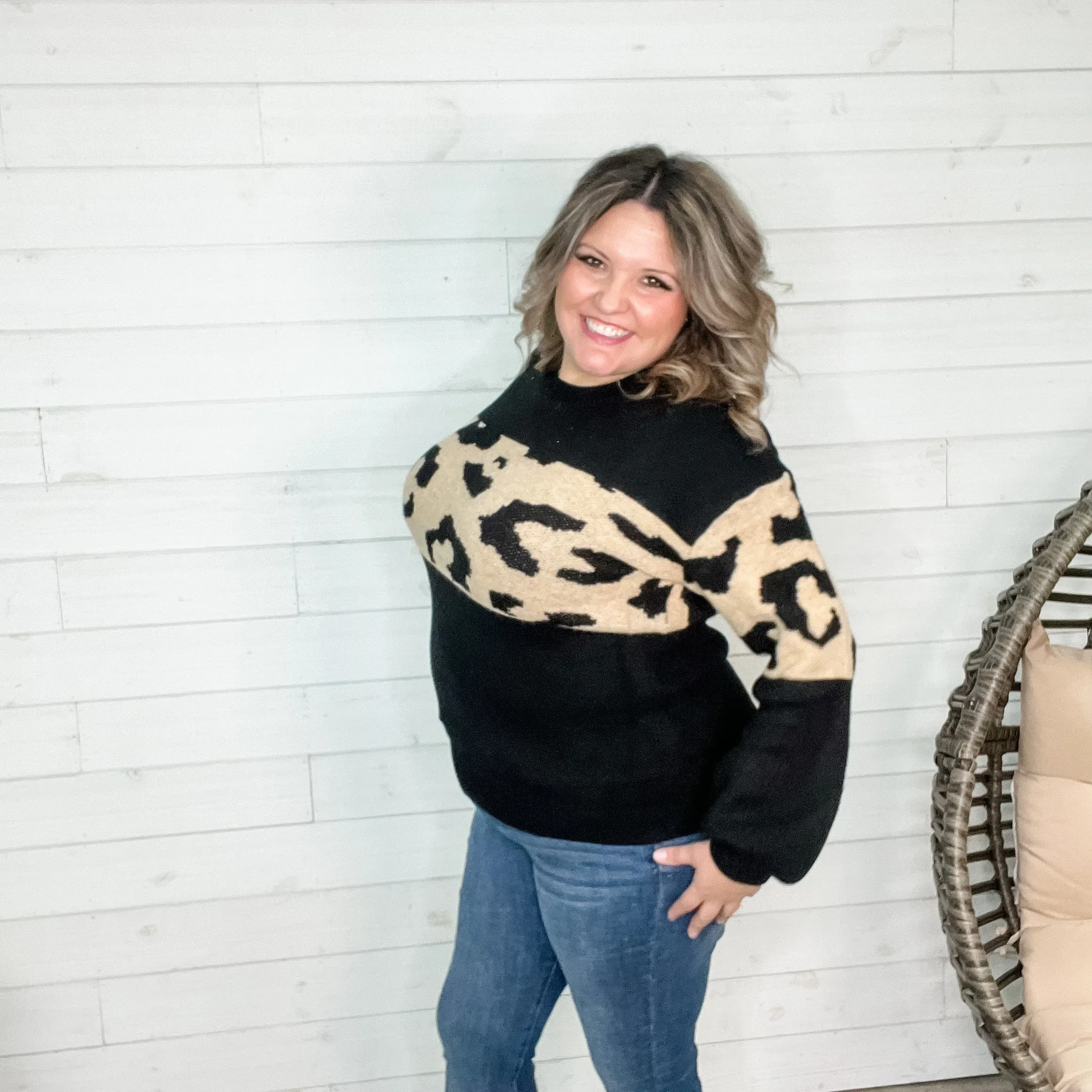 "Filomenia" Animal Print Accent Sweater