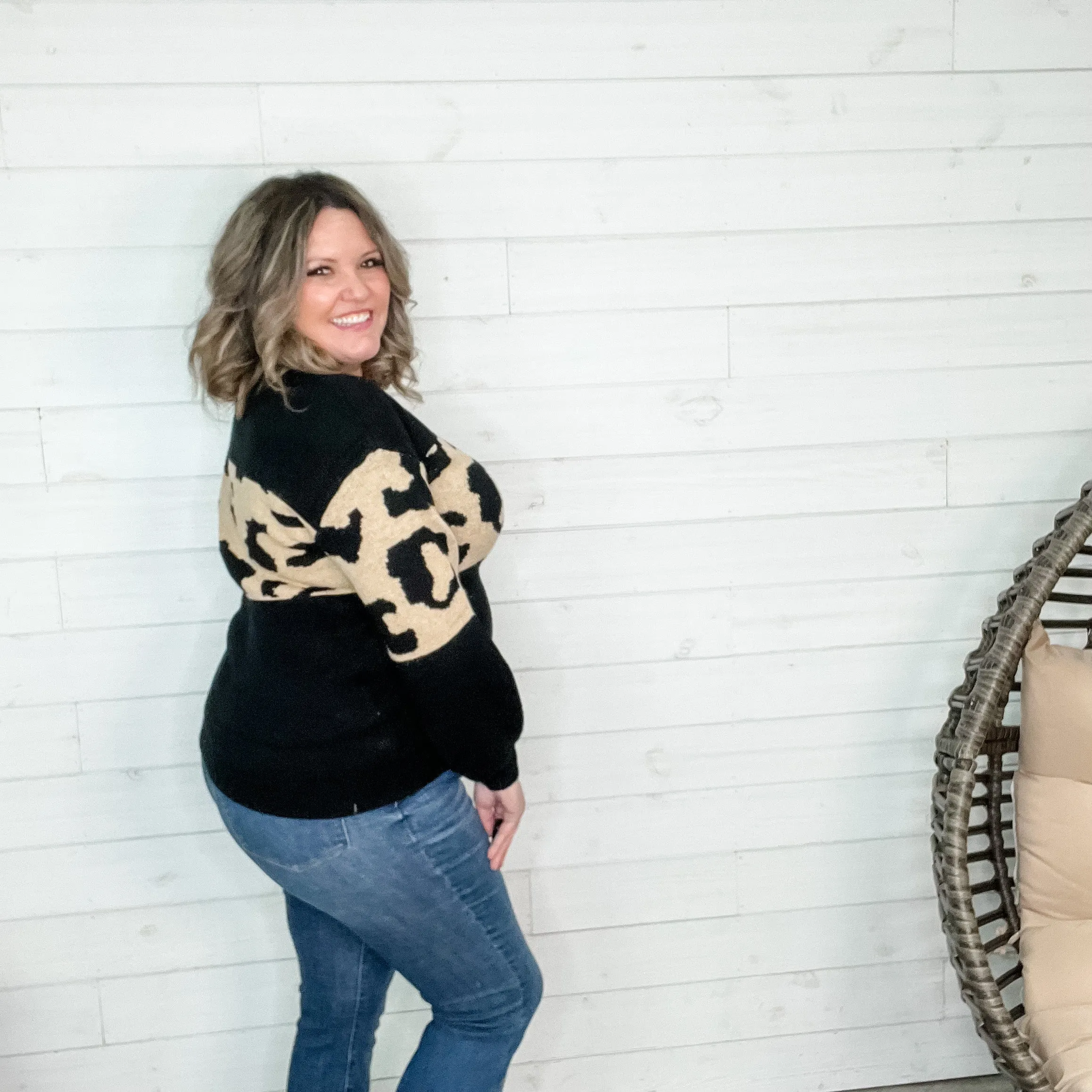 "Filomenia" Animal Print Accent Sweater