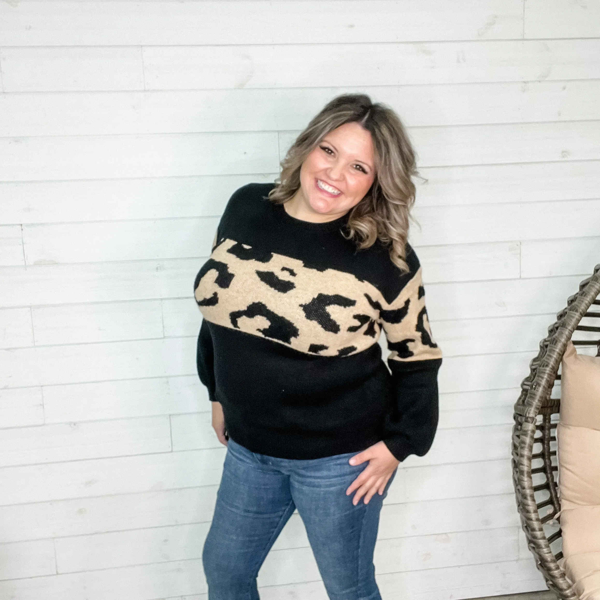 "Filomenia" Animal Print Accent Sweater