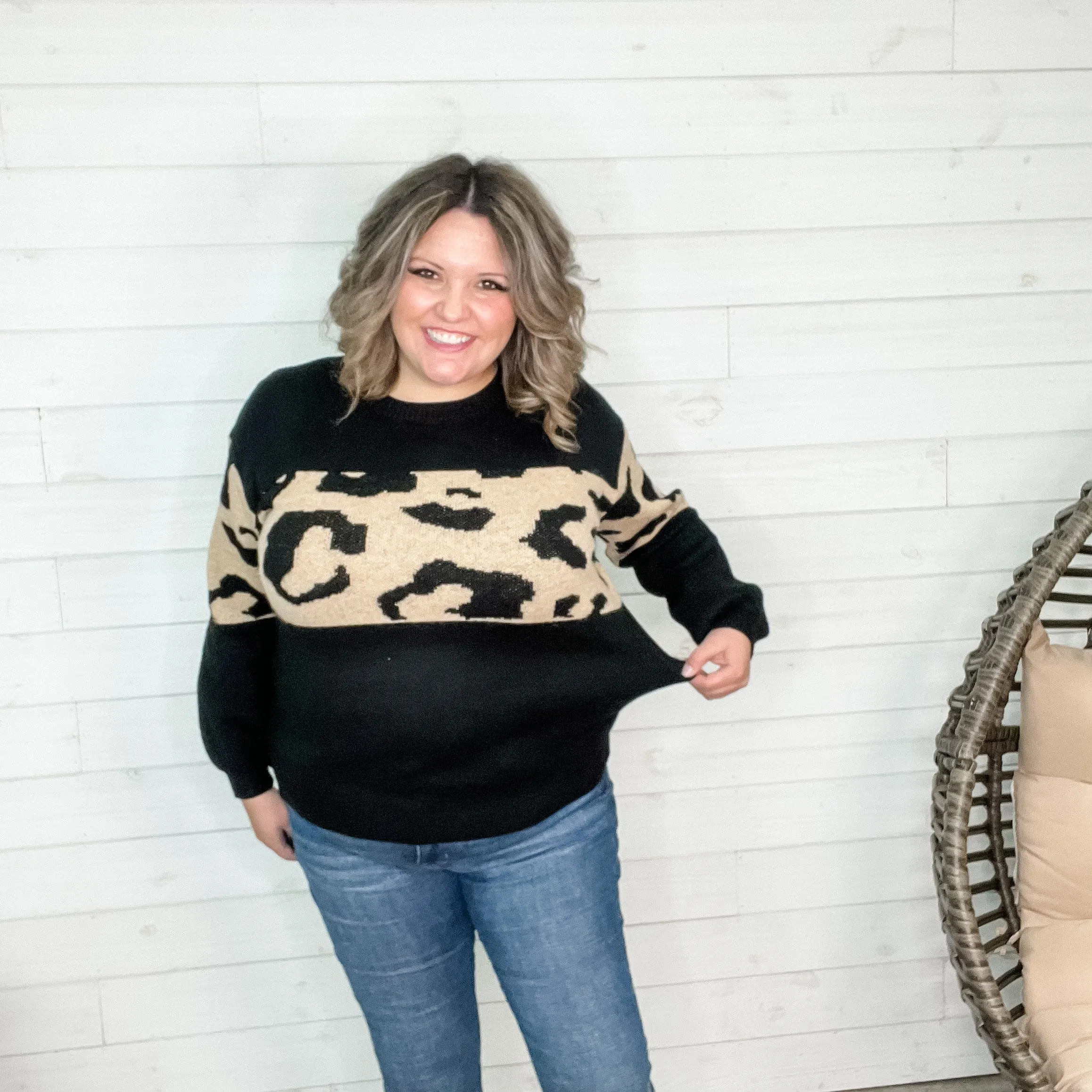 "Filomenia" Animal Print Accent Sweater