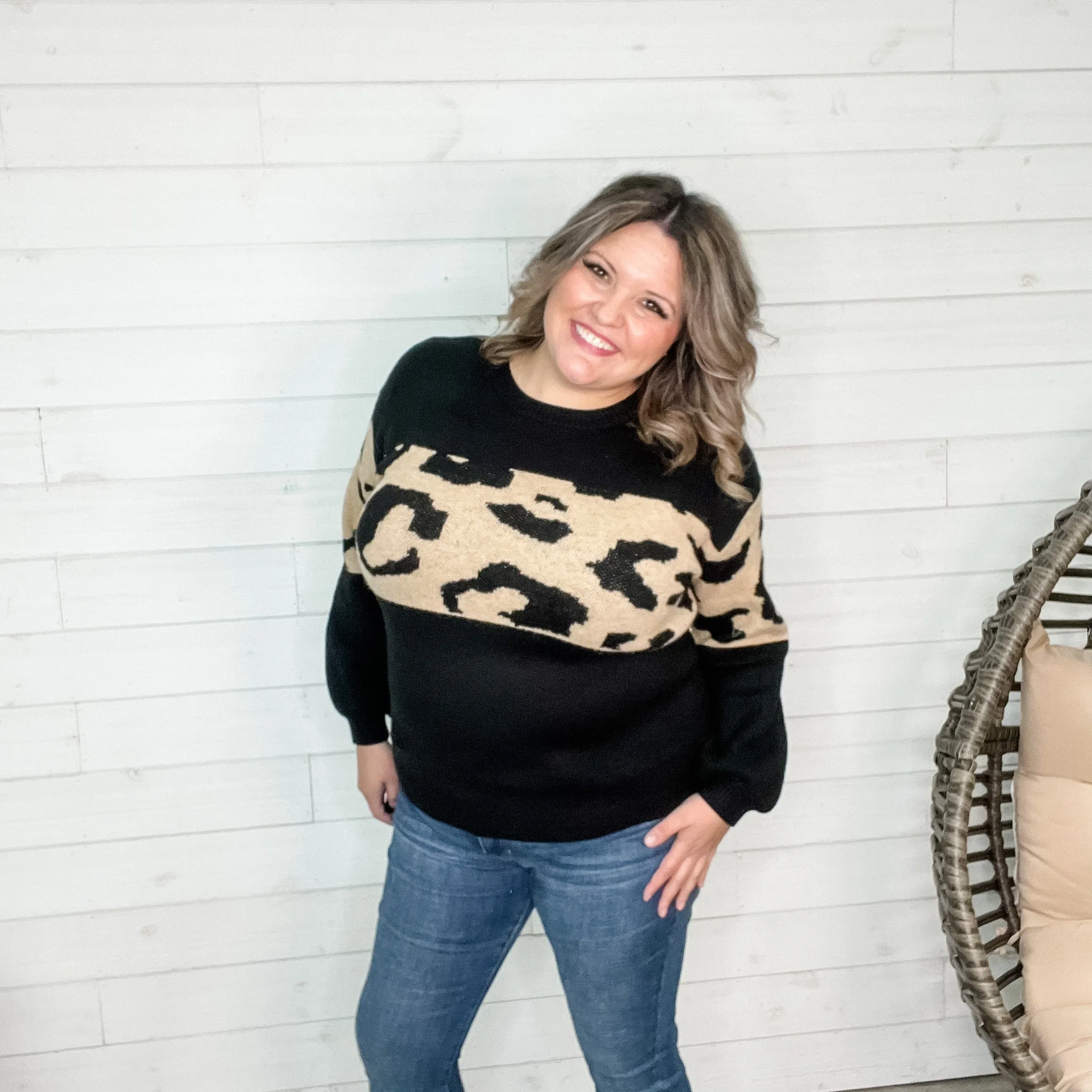 "Filomenia" Animal Print Accent Sweater