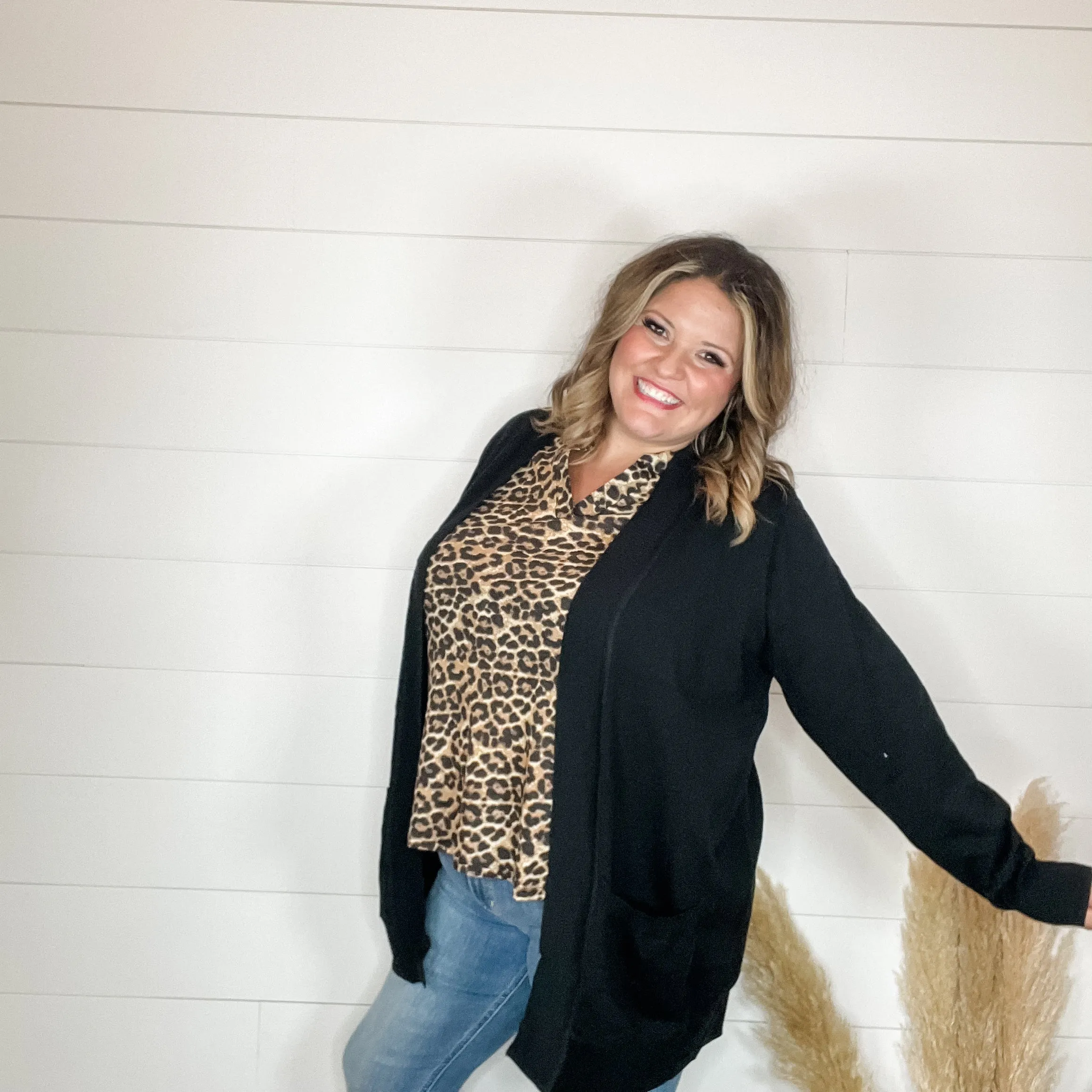 "Maxey" Animal Print Long Sleeve Split Neck