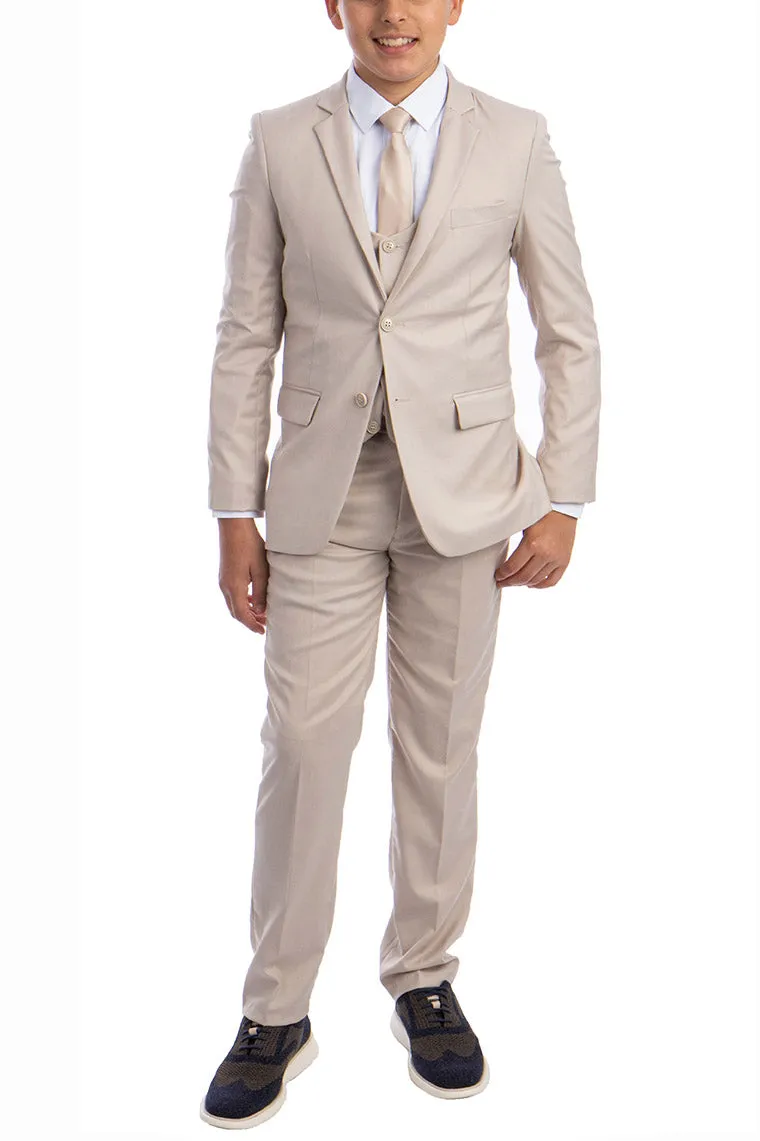 "Noah" Perry Ellis Kids Light Tan Suit (5-Piece Set)