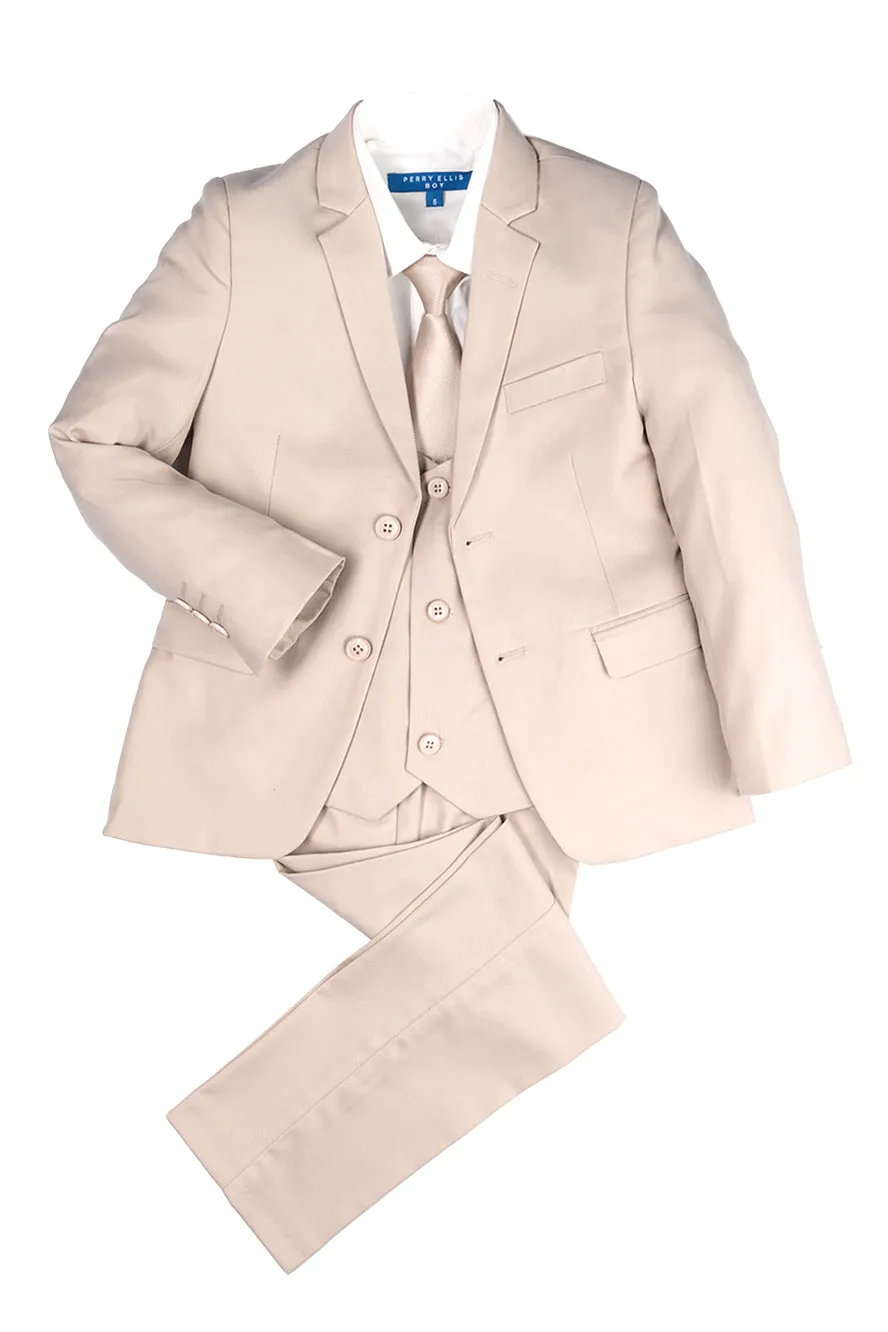 "Noah" Perry Ellis Kids Light Tan Suit (5-Piece Set)