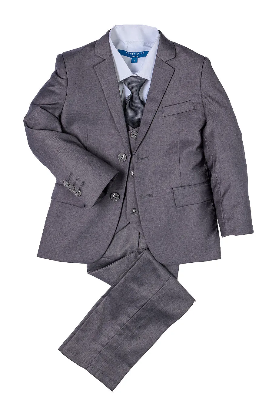 "Noah" Perry Ellis Kids Medium Grey Suit (5-Piece Set)