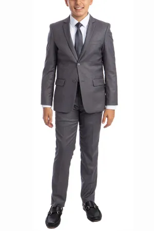 "Noah" Perry Ellis Kids Medium Grey Suit (5-Piece Set)