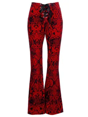 Red Rider Snakeskin Velvet Bell Bottoms Flared Pants