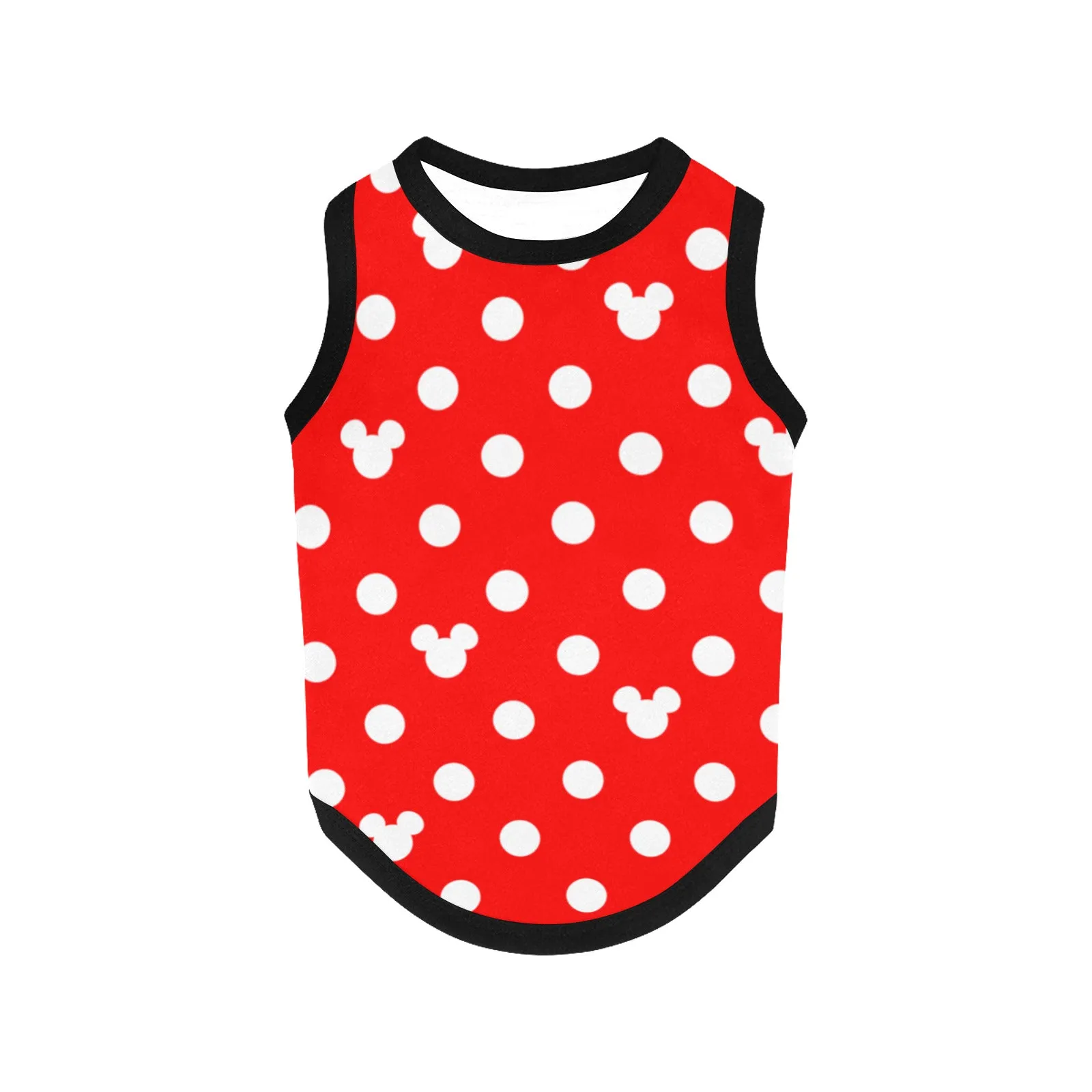 Red With White Mickey Polka Dots Pet Tank Top