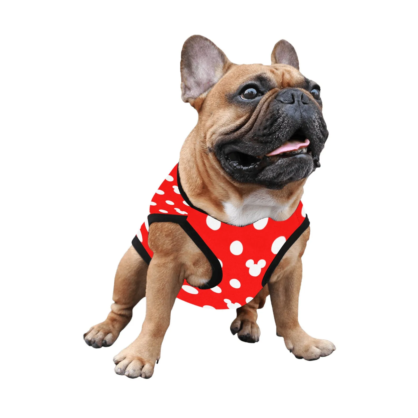 Red With White Mickey Polka Dots Pet Tank Top