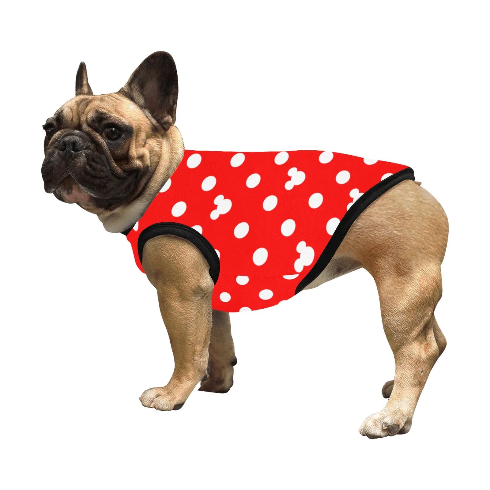 Red With White Mickey Polka Dots Pet Tank Top