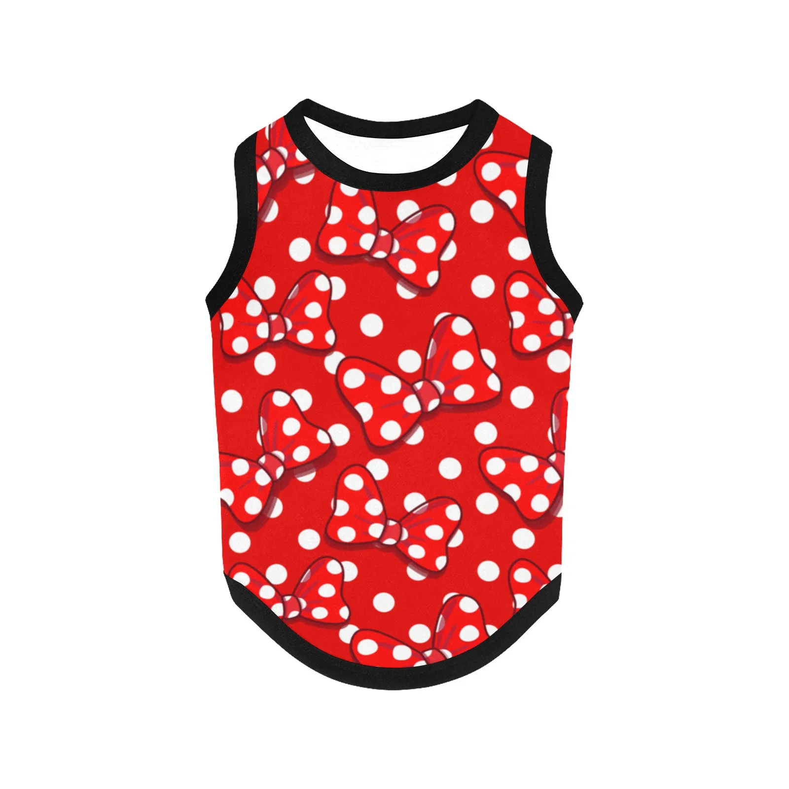 Red With White Polka Dot And Bows Pet Tank Top