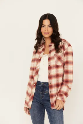 Roby Plaid Print Long Sleeve Snap Shirt